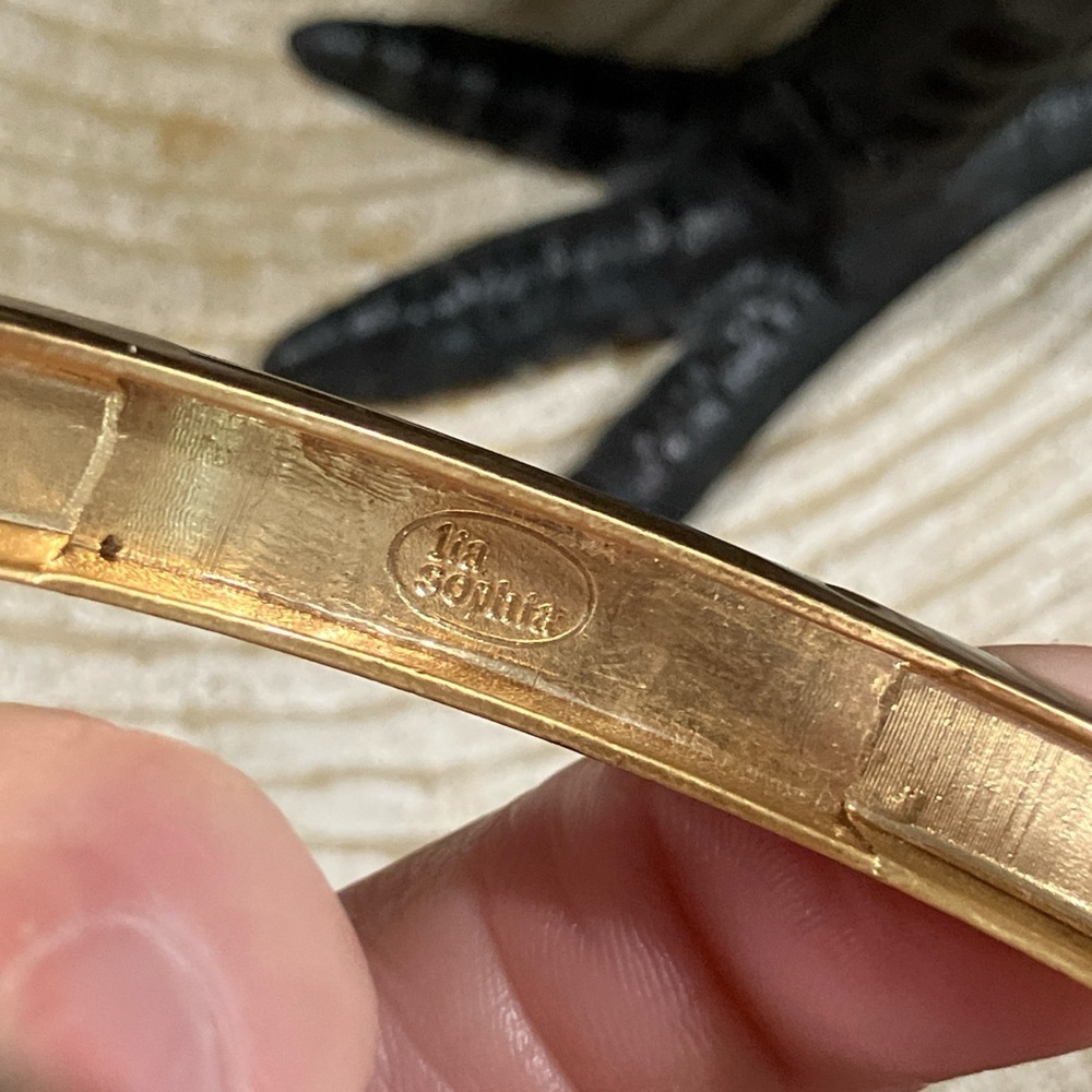 Lia Sophia On Point Geometric Gold and Blue Bangle - Picture 3 of 7
